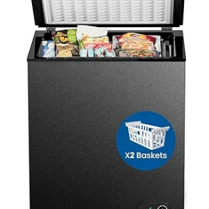 3.5 Cu Ft Compact Chest Freezer with Adjustable Temperature Control & 2 Baskets