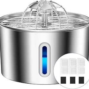 Premium Stainless Steel Cat Water Fountain 74oz - Automatic Silent Pet Dispenser with 3-Stage Filtration