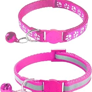 Breakaway Cat Collars 2-Pack with Bell & Reflective Design - Safety Buckle