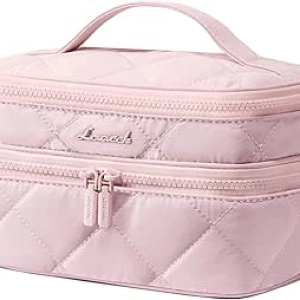LOVEVOOK Travel Makeup Bag - Large Waterproof Cosmetic Organizer with 180° Flat Opening