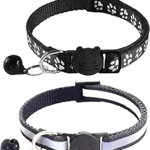 2 Pack Breakaway Cat Collars with Bell - Reflective & Adjustable Safety Kitten Collars