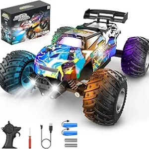 2WD Off-Road RC Car with LED Lights - 20KM/H All-Terrain Remote Control Truck for Kids