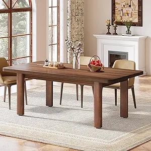 Tribesigns 63" Farmhouse Dining Table for 4-6 People | Solid Wood Legs
