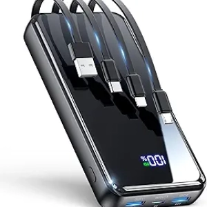50000mAh Portable Charger with Built-in Cables & 22.5W Fast Charging