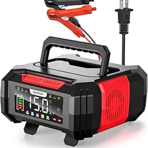 NEXPEAK 15A Smart Battery Charger - 12V/24V LiFePO4 & Lead-Acid Charger with Pulse Repair