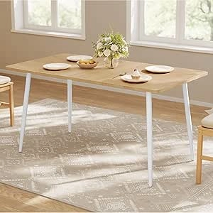 Modern Farmhouse Dining Table for 4-6 People | VASAGLE Kitchen Table with Heat-Resistant Surface