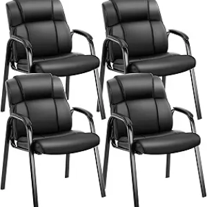 OLIXIS Waiting Room Chairs Set of 4 - Premium Leather Office Reception Guest Chairs with Padded Arms