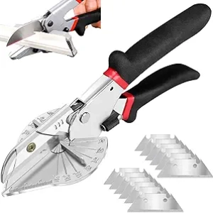 Multi Angle Miter Shear - 45-135° Adjustable Trim Cutter with 12 Replacement Blades