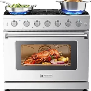 AAOBOSI 36 Inch Gas Range Oven with 6 Burners - 6 Cu. Ft Convection Stove