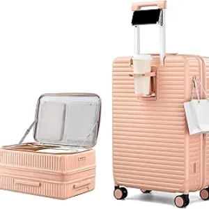 24 Inch Hard Shell Expandable Luggage with Spinner Wheels & Cup Holder | TSA Lock