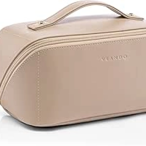 Vlando Large Capacity Makeup Bag - Waterproof Travel Toiletry Organizer with Divider