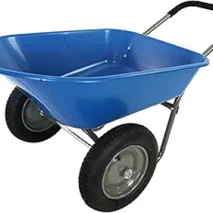 Dual Wheel Wheelbarrow 300 lbs Capacity | Heavy Duty Garden Cart with 15" Pneumatic Tires