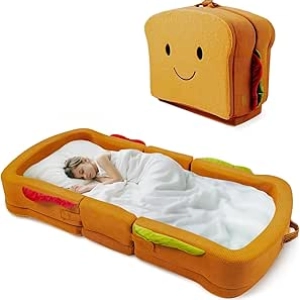 Portable Toddler Travel Bed | Foldable Foam Crib with Safety Rails