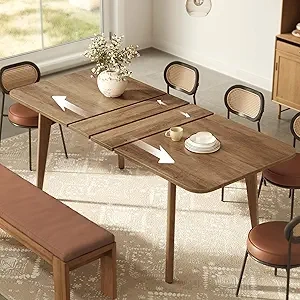 VASAGLE MAEZO Extendable Dining Table 4-8 Seater | Mid-Century Modern Kitchen Table
