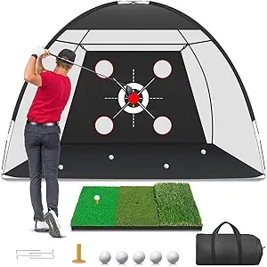 10x7FT Golf Net with Practice Mat & Targets - Indoor/Outdoor Driving Range Training