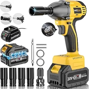 20V Cordless Impact Wrench 1/2" - 320Ft-lbs Brushless Electric Impact Gun with 4.0Ah Battery