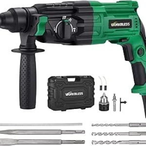 8 Amp SDS-Plus Rotary Hammer Drill - 4-in-1 Concrete Demolition Tool with Safety Clutch