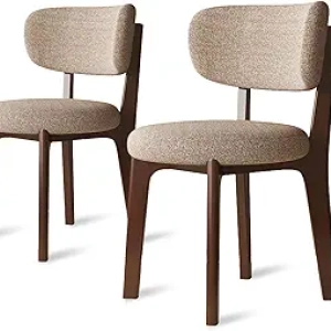 Mid Century Modern Wooden Dining Chairs Set - Upholstered Kitchen Chairs with Washable Covers