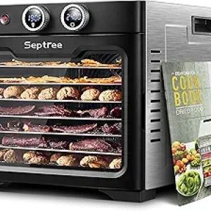 Professional Food Dehydrator Machine with 8 Stainless Steel Trays - 24H Timer & Temperature Control