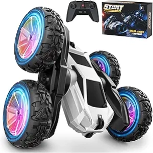 4WD RC Stunt Car for Kids Ages 4-12 | 360° Flip Remote Control Truck with LED Lights