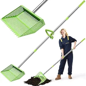 Chicken Poop Scooper & Rake 2-in-1 | Metal Coop Shovel with Adjustable Handle