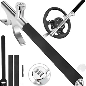 Universal Steering Wheel Lock with Emergency Hammer - Anti-Theft Combo Lock for Cars