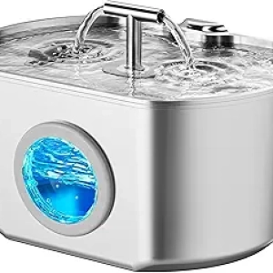 Stainless Steel Cat Water Fountain 2.2L - Auto Pet Drinking Dispenser with Filter