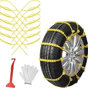 Qoosea Snow Chains 12 Pack - Universal Tire Chains for Cars, Trucks & SUVs