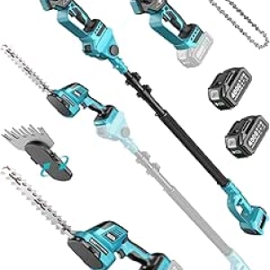 SEESII 6-in-1 Cordless Pole Saw & Hedge Trimmer Combo - 15Ft Reach Electric Chainsaw