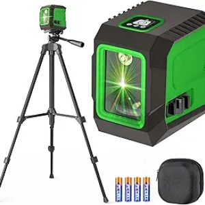 50" Laser Level Tripod with 360° Self-Leveling Green Beam - Professional Cross Line Leveler
