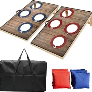 Cornhole Toss Game Set 24x16 - Portable Bean Bag Board Game for Adults & Kids