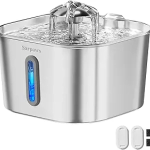 Stainless Steel Cat Water Fountain 2.2L - Ultra-Quiet Pet Water Dispenser with Filters