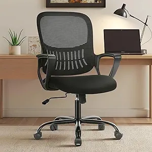 Ergonomic Executive Office Chair with Lumbar Support & Breathable Mesh - Home & Study