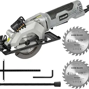 Mini Circular Saw 4.5" 4Amp 3500RPM Corded Compact Saw with Laser Guide & Dust Extraction