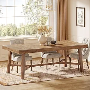 70.9-Inch Farmhouse Dining Table for 6-8 | Large Rectangle Kitchen Table with Reinforced Legs