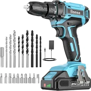 21V Cordless Power Drill with 2.0Ah Battery - Professional Electric Drill Set for DIY