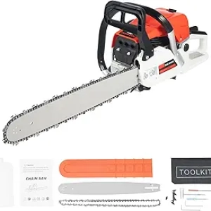 20 Inch Gas Chainsaw 52CC 2-Stroke Engine - 7500RPM Portable Wood Cutting Saw
