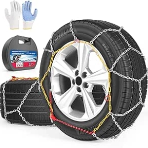 Universal Snow Chains for Car Tires - Fast Install Tire Chains for Cars & SUVs