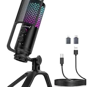 ZealSound USB Condenser Microphone 96kHz/24bit - Podcast, Gaming & Streaming Mic for PC/Mac/iPhone