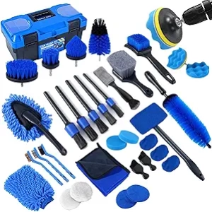 36Pc Professional Car Detailing Kit - Complete Auto Cleaning Brush Set with Drill Attachments