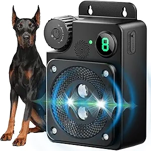 Ultrasonic Dog Bark Deterrent Device - 50ft Range, 3 Modes, Weatherproof