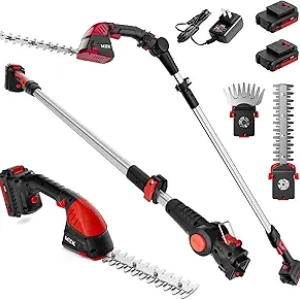 MZK 20V Cordless Pole Hedge Trimmer & Grass Shear - 13ft Reach Electric Trimmer