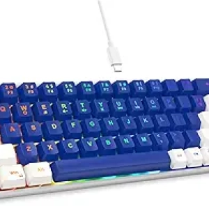 65% Gaming Keyboard with LED Backlit - Compact Wired Mechanical Feel Keyboard for PC