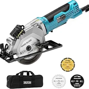 Seesii Mini Circular Saw 4.8A with Laser Guide - 4000 RPM Compact Corded Saw