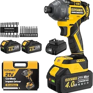 21V Cordless Impact Driver 2655 In-lbs Brushless Motor with 2 Batteries & Charger