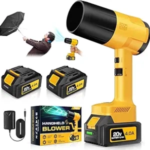 Cordless Leaf Blower - 60 m/s Powerful Handheld Blower with 2 Batteries & Charger