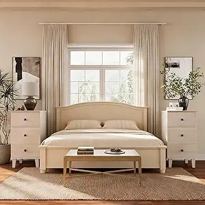 Modern Nightstand with Charging Station Set of 2 - USB & Type-C End Table