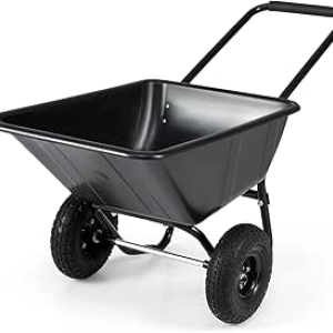 Goplus 2-Wheel Wheelbarrow 330 LBS Capacity with 10" Pneumatic Tires & Dump Cart