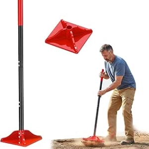 48" Long Handle Steel Tamper Tool - Heavy Duty 8x8" Soil Compactor for Driveways & Landscaping