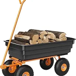 600lb Heavy Duty Garden Dump Cart - 4 Cu.Ft All Terrain Wheelbarrow with Quick-Tip